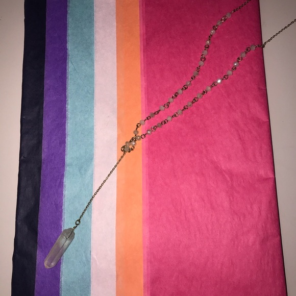 Crystal Stone Necklace with Beading - Picture 6 of 7